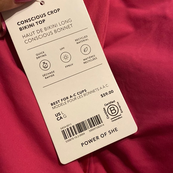 💗 Athleta Conscious Crop Bikini Top A-C // Salvia Pink - Picture 5 of 9